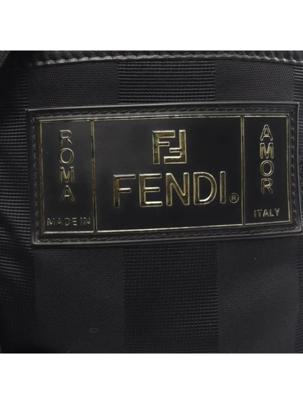 Fendi Shoulder Bag Pecan Black Nylon Leather
